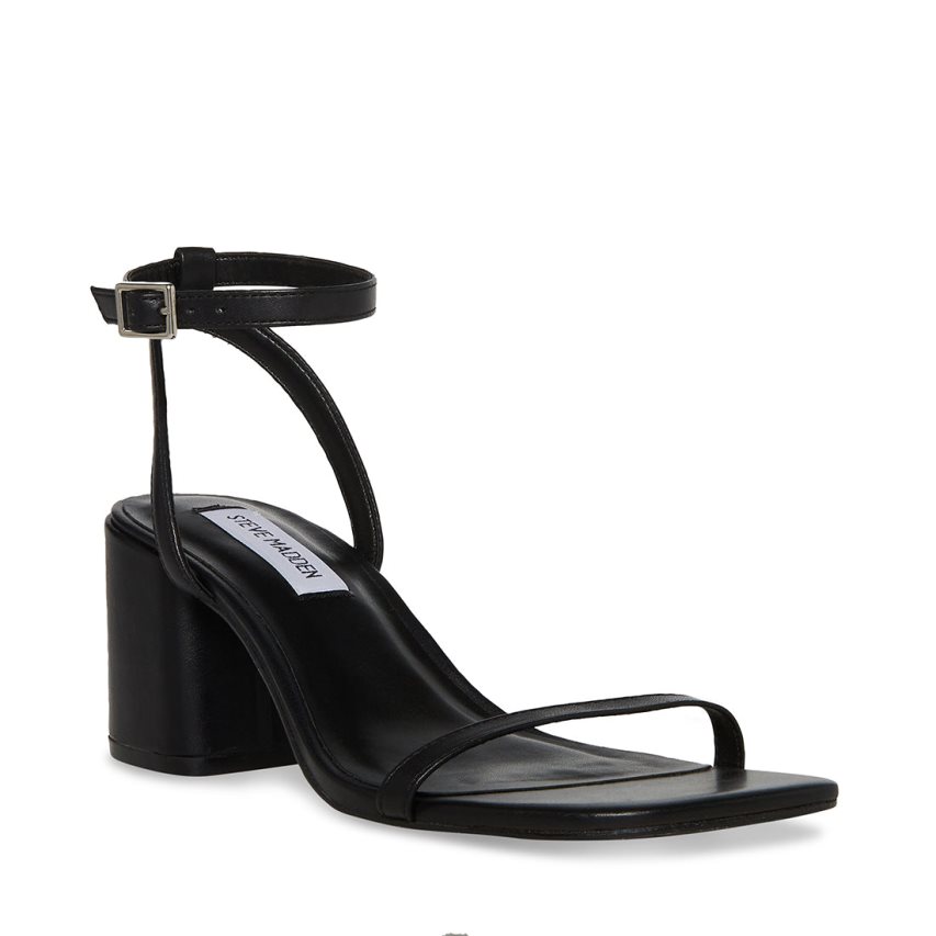 Black Steve Madden Audrina Leather Women's Heels Sandals | PH 7935ETX